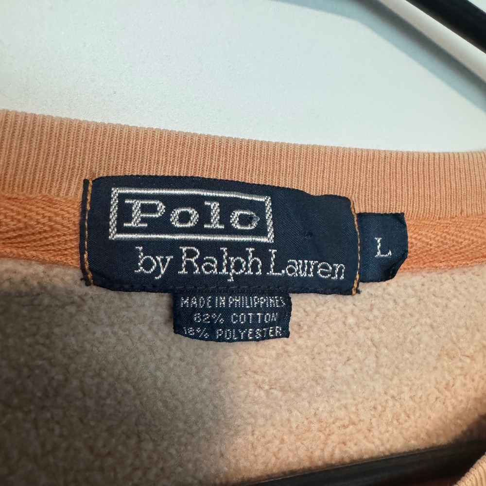 Vintage Polo Ralph Lauren Sweatshirt Mens Large Orange Crewneck Faded Pullover - Picture 4 of 9